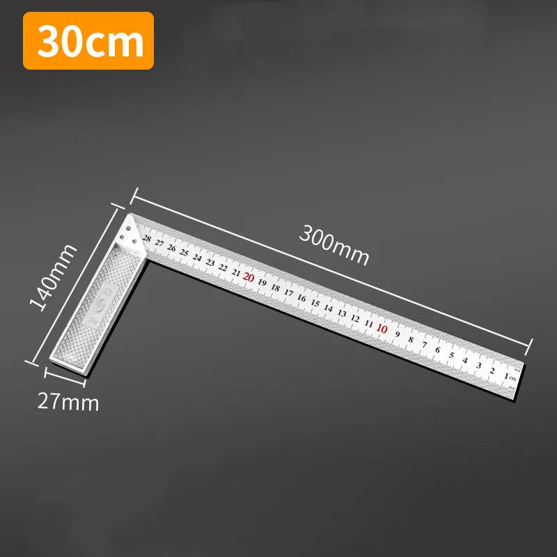 Aluminum Alloy Square Ruler Right Angle 90 Turning Ruler Woodworking Ruler Steel Turning Ruler Measuring Tools Gauge