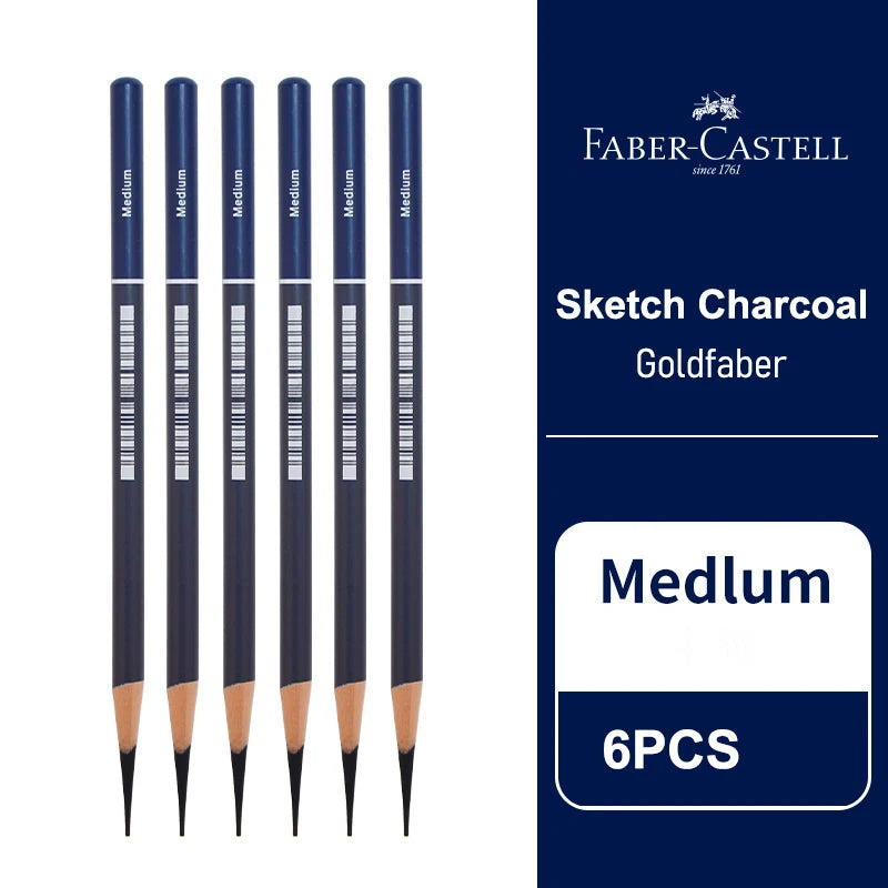 5/6PCS Faber Castell Goldfaber Charcoal Graphite Sketch Set Ex-Soft Medium Hard Pencils for Drawing Sketching Shading Artists