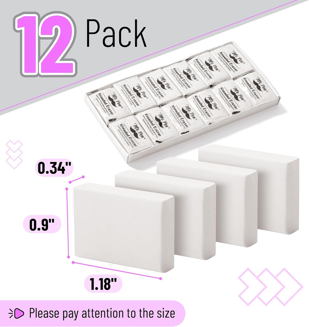 - Kneaded Eraser, 12 Pack, White Kneaded Erasers for Artists