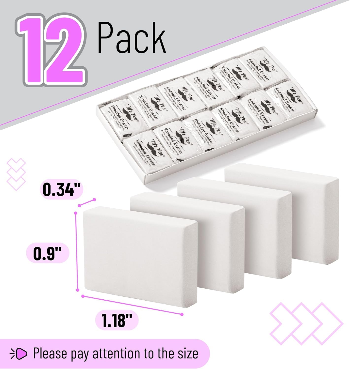 - Kneaded Eraser, 12 Pack, White Kneaded Erasers for Artists