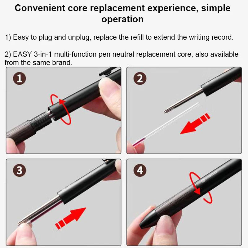EASY Multifunctional Pen 0.5Mm Black/Red Gel Pens HB Mechanical Pencil Portable Smooth Write for Notes Highlight Sketching