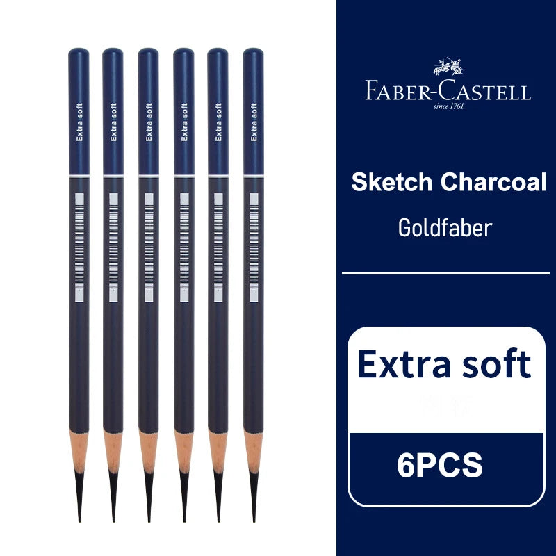 5/6PCS Faber Castell Goldfaber Charcoal Graphite Sketch Set Ex-Soft Medium Hard Pencils for Drawing Sketching Shading Artists