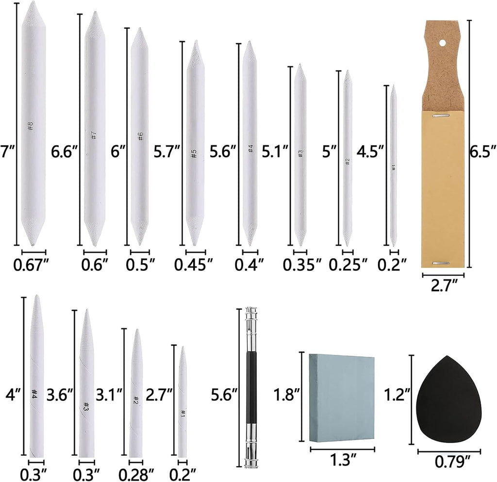 43 PCS Blending Stumps and Tortillions Paper Art Blenders Sketch Drawing