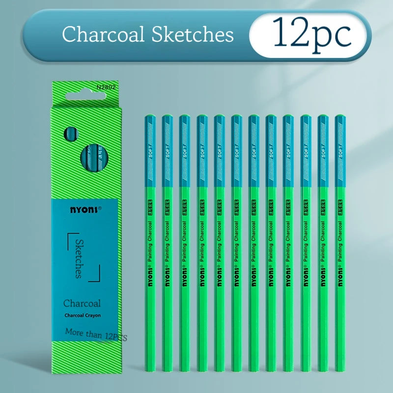 12/10 Pcs Charcoal Graphite Sketch Set Extra-Soft Soft Medium Hard Pencils for Drawing Sketching Shading Artist Art Supplies