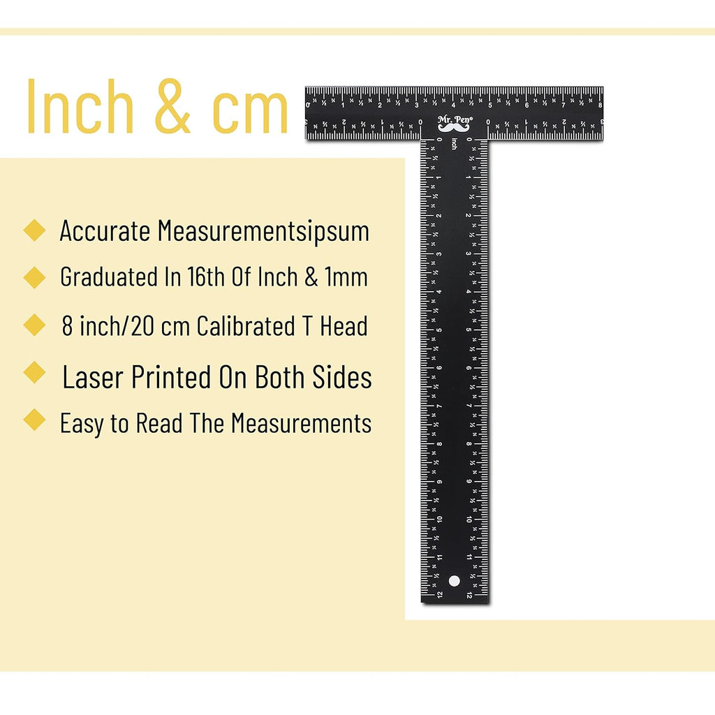 - T Square, T Ruler, 12 Inch Metal Ruler, T Square Ruler