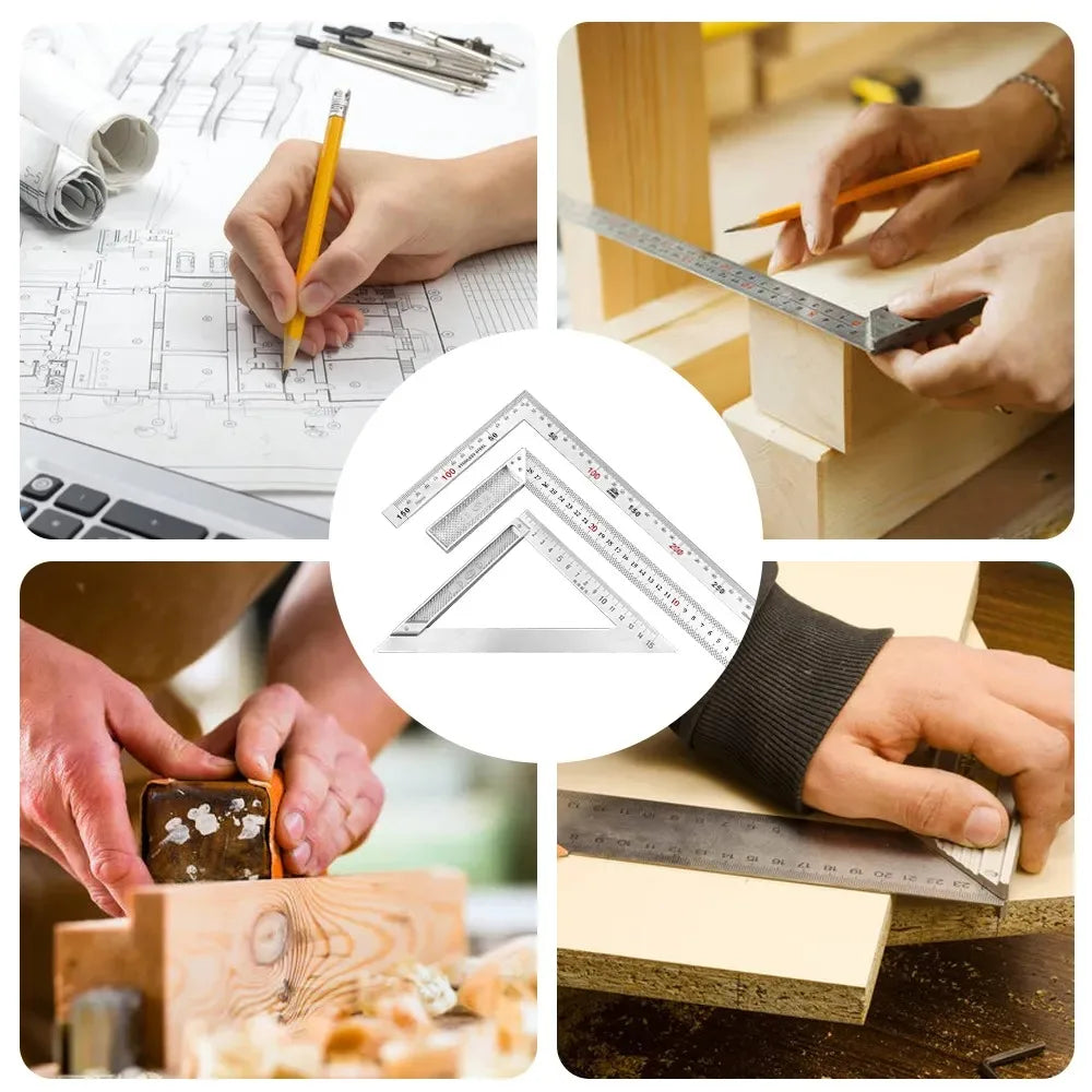 Aluminum Alloy Square Ruler Right Angle 90 Turning Ruler Woodworking Ruler Steel Turning Ruler Measuring Tools Gauge