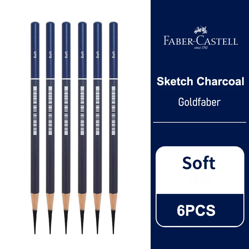 5/6PCS Faber Castell Goldfaber Charcoal Graphite Sketch Set Ex-Soft Medium Hard Pencils for Drawing Sketching Shading Artists
