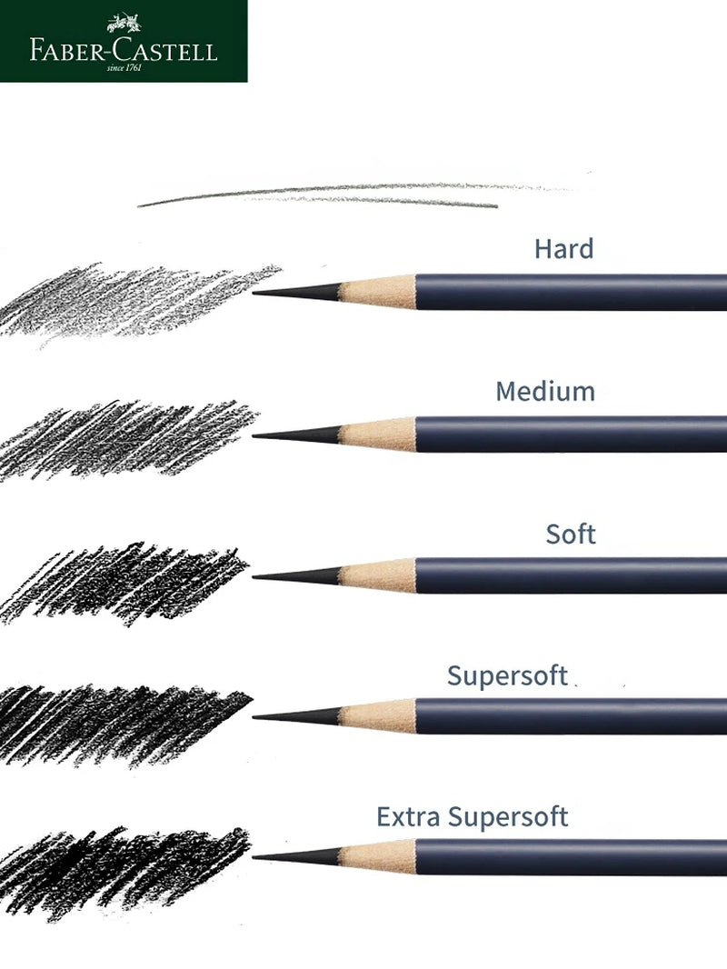 5/6PCS Faber Castell Goldfaber Charcoal Graphite Sketch Set Ex-Soft Medium Hard Pencils for Drawing Sketching Shading Artists