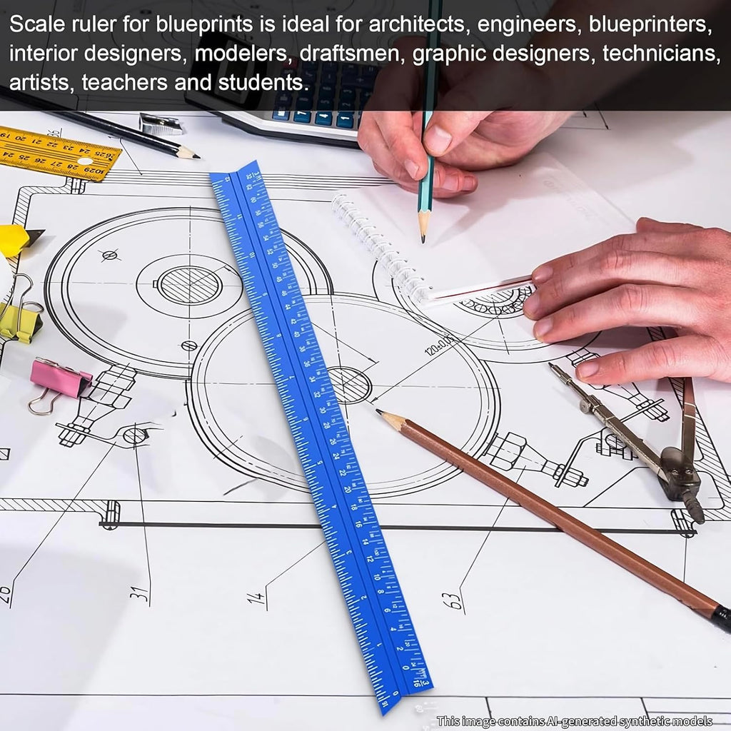 Architectural Scale Ruler, Imperial Architect Scale, Engineer Scale Ruler