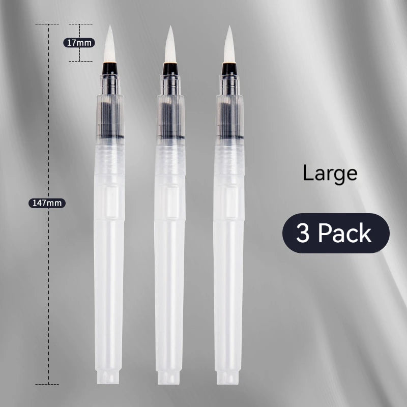 3Pcs Watercolor Brush Pens Water Brush Pens Refillable Water Color Brush Pens for Painting Calligraph Drawing Art Supplies