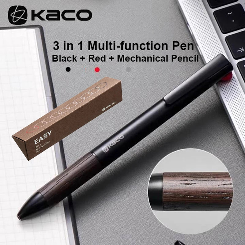 EASY Multifunctional Pen 0.5Mm Black/Red Gel Pens HB Mechanical Pencil Portable Smooth Write for Notes Highlight Sketching