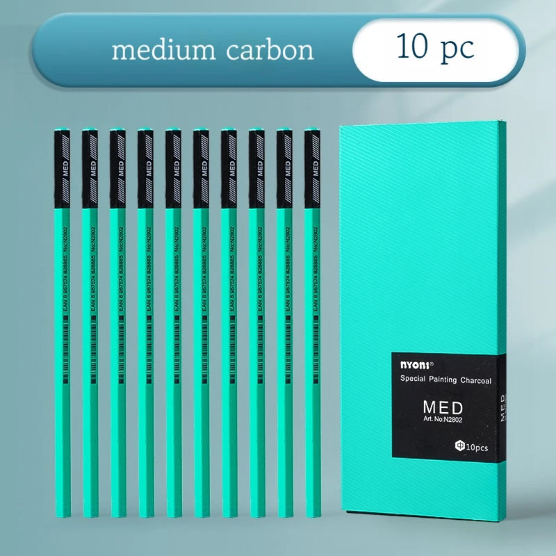 12/10 Pcs Charcoal Graphite Sketch Set Extra-Soft Soft Medium Hard Pencils for Drawing Sketching Shading Artist Art Supplies