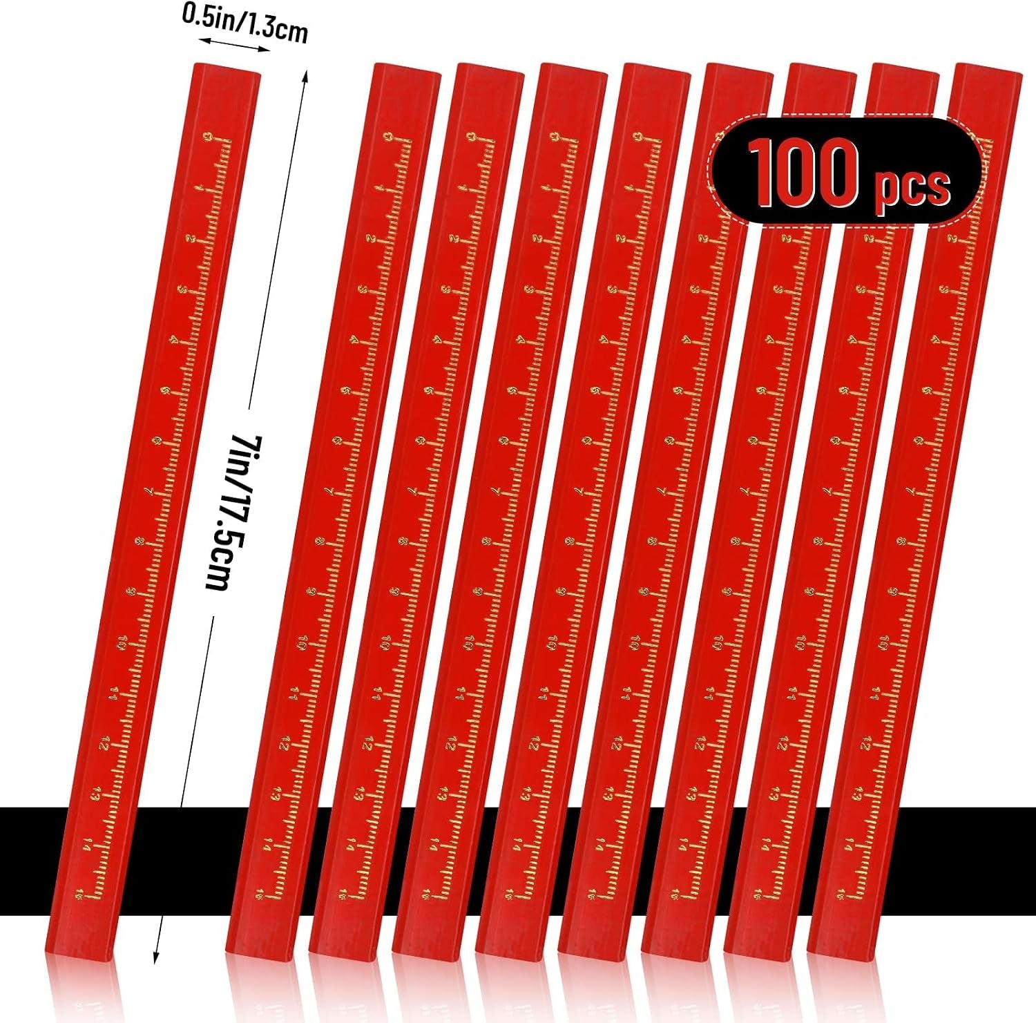 100 Pcs Carpenter Pencils, Octagonal Hard Black Carpenter Pencils for Woodworking Marking & Construction Plans