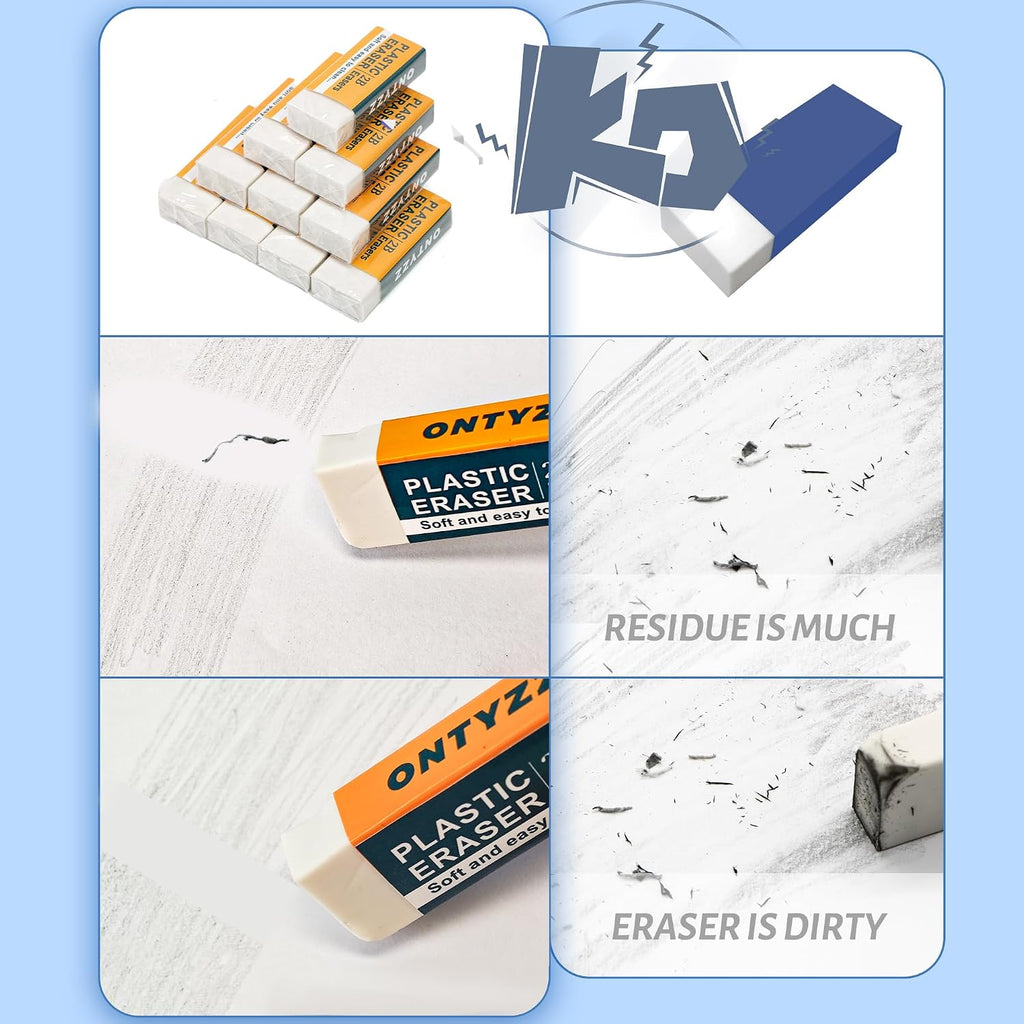 10 Pcs White Erasers Soft Art Erasers Large White Eraser for Office Writing Drawing