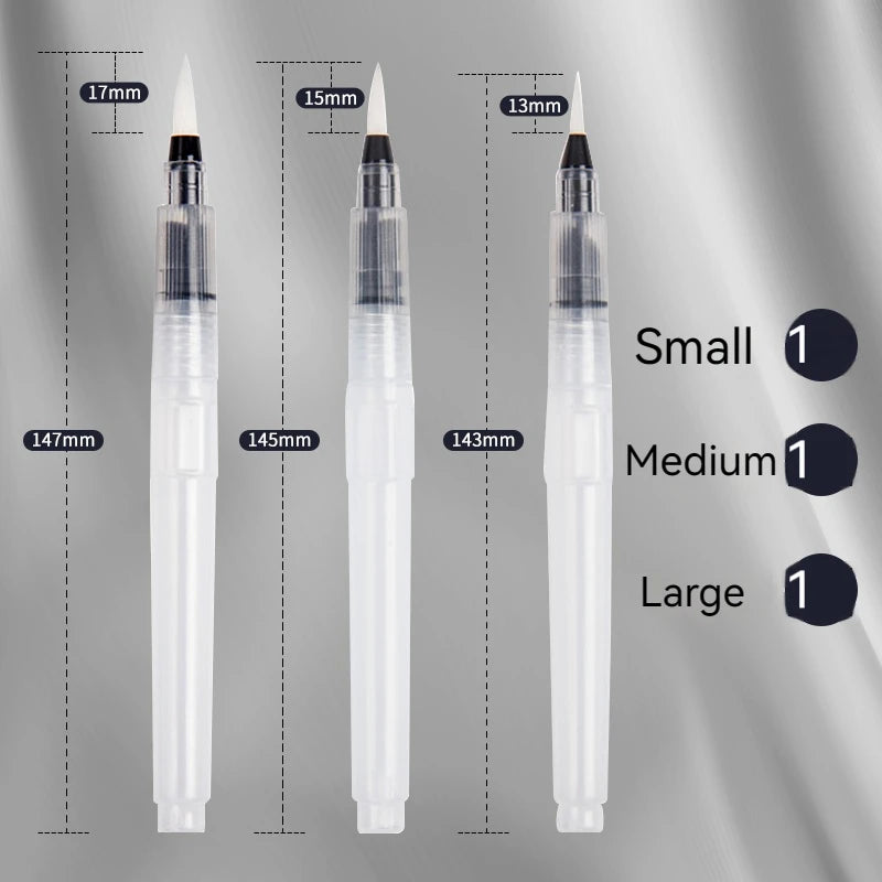 3Pcs Watercolor Brush Pens Water Brush Pens Refillable Water Color Brush Pens for Painting Calligraph Drawing Art Supplies