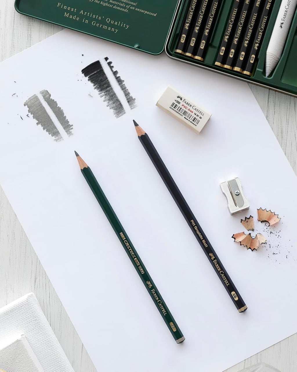 3 Count Pitt Graphite Matte Tin - HB, 2B, 4B - Matte Black Graphite Pencils
