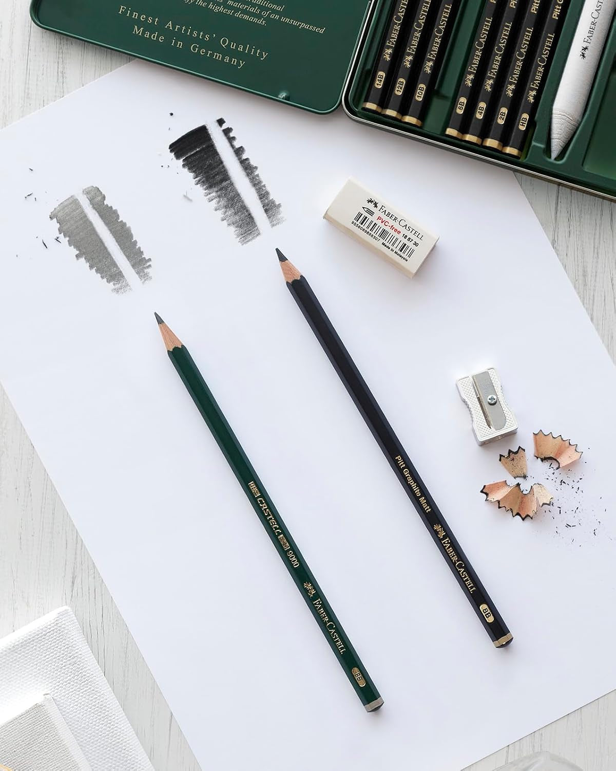 3 Count Pitt Graphite Matte Tin - HB, 2B, 4B - Matte Black Graphite Pencils