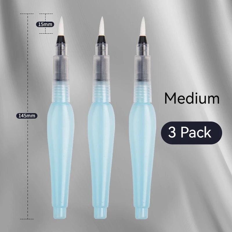 3Pcs Watercolor Brush Pens Water Brush Pens Refillable Water Color Brush Pens for Painting Calligraph Drawing Art Supplies
