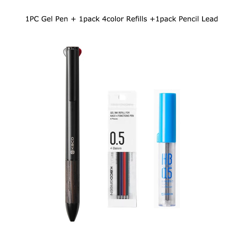 EASY Multifunctional Pen 0.5Mm Black/Red Gel Pens HB Mechanical Pencil Portable Smooth Write for Notes Highlight Sketching