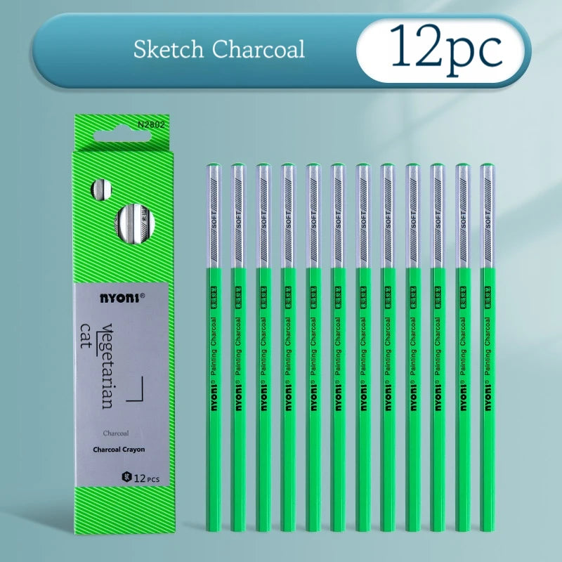 12/10 Pcs Charcoal Graphite Sketch Set Extra-Soft Soft Medium Hard Pencils for Drawing Sketching Shading Artist Art Supplies