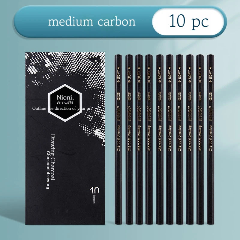 12/10 Pcs Charcoal Graphite Sketch Set Extra-Soft Soft Medium Hard Pencils for Drawing Sketching Shading Artist Art Supplies