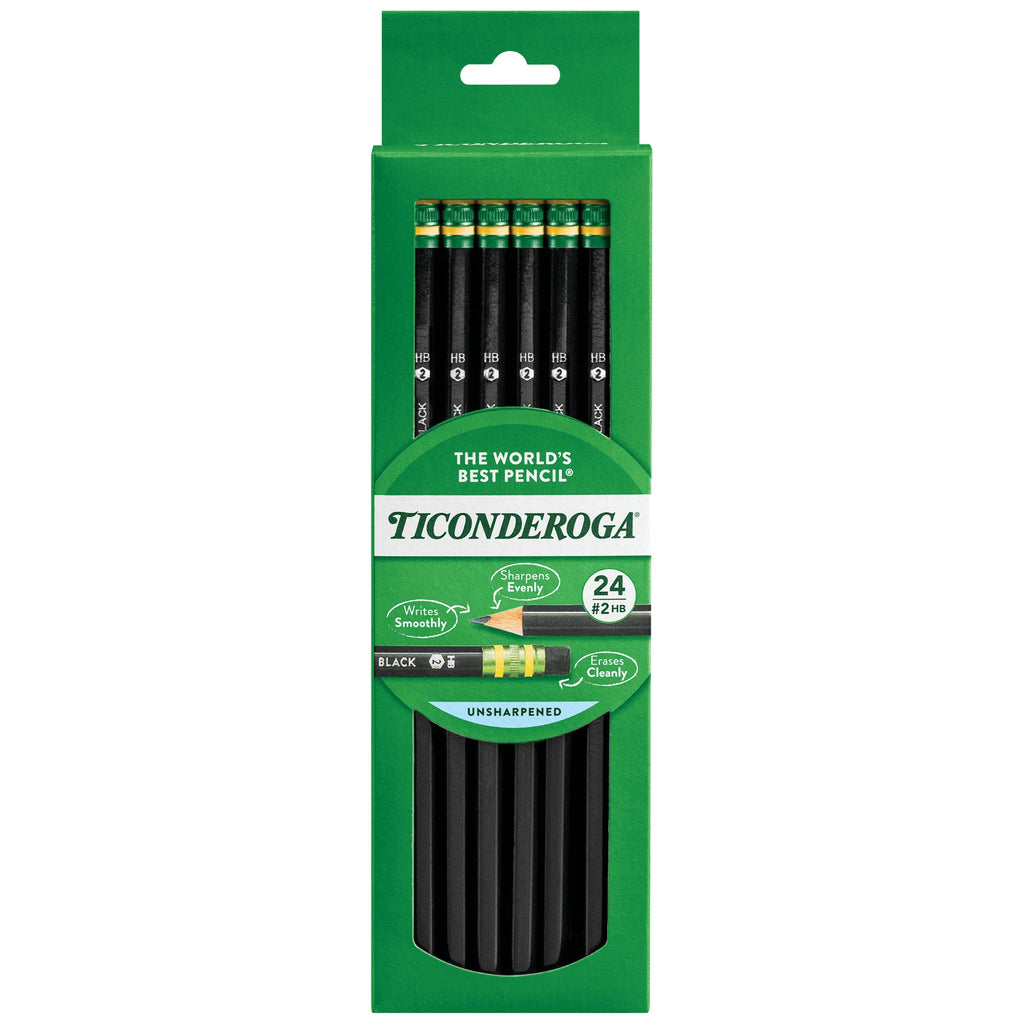 Wood-Cased Pencils, #2 HB Soft, Black, 24 Count