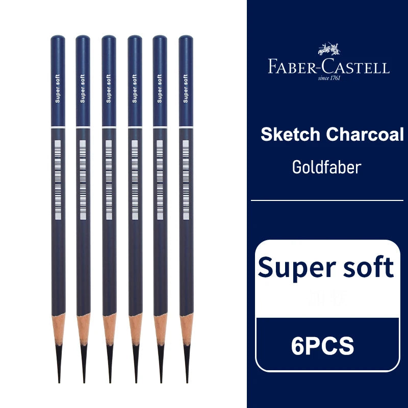 5/6PCS Faber Castell Goldfaber Charcoal Graphite Sketch Set Ex-Soft Medium Hard Pencils for Drawing Sketching Shading Artists
