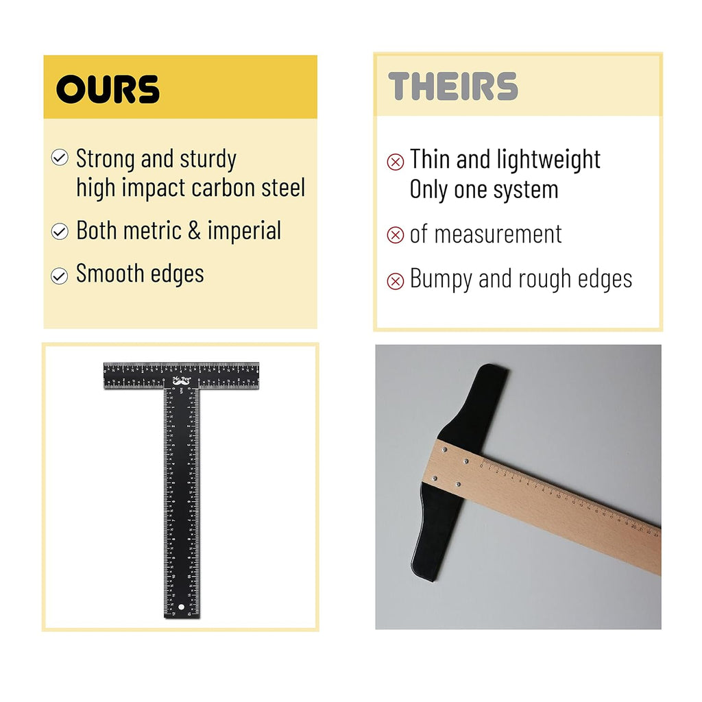 - T Square, T Ruler, 12 Inch Metal Ruler, T Square Ruler
