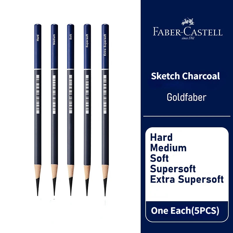 5/6PCS Faber Castell Goldfaber Charcoal Graphite Sketch Set Ex-Soft Medium Hard Pencils for Drawing Sketching Shading Artists