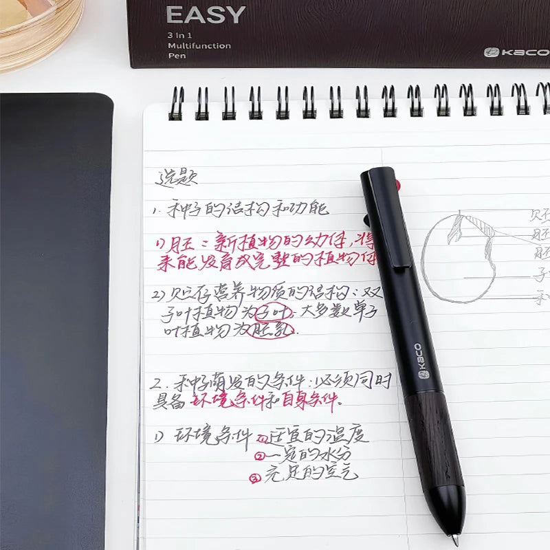 EASY Multifunctional Pen 0.5Mm Black/Red Gel Pens HB Mechanical Pencil Portable Smooth Write for Notes Highlight Sketching